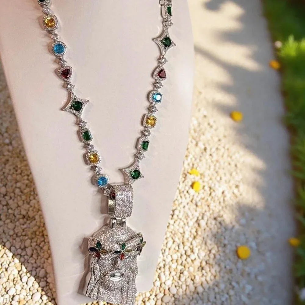 Multi Colored Gemstone Clover Jesus 06 B 7